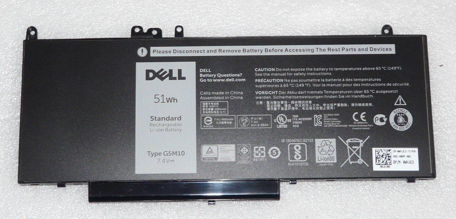 51Wh Bateria Dell Latitude 14 E5470-2GPKR