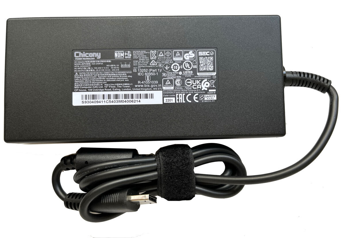 Adaptador Cargador 12A 240W MSI Stealth 17 A13VI-017US Studio Laptop